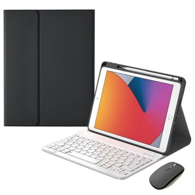 kaitesi Keyboard Case Mouse for iPad Pro 11 inch (M5/M4, 2025/2024) Case with Mouse and Magnetically Detachable Color Keyboard Cover,Black+White