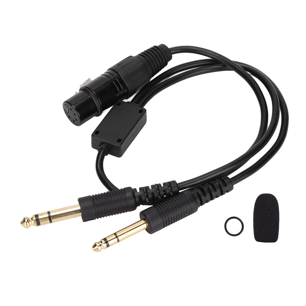 Gsycle XLR to GA Dual Plug Cable Adapter, Headphone Adapter Cable 5 Pin XLR to GA Aviation Earphone Splitter Cord for Aviation Headphones