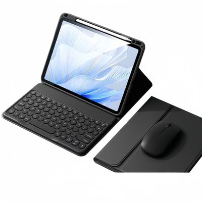 kaitesi Keyboard Case for iPad Pro 11 inch (M5/M4, 2025/2024) Case with Mouse Cute Round Keys Detachable Bluetooth Keyboard Slim Smart Cover Supports Pencil Charging,Black