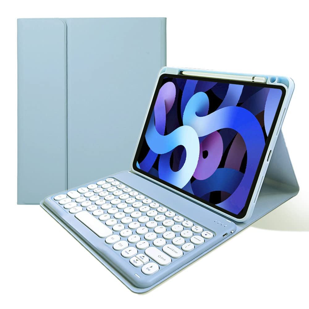 kaitesi Keyboard Case for iPad Pro 13 inch (M5/M4, 2025/2024) Case with Round Key Colour Detachable Bluetooth Keyboard Cover Support Pencil Charging,Misty Blue