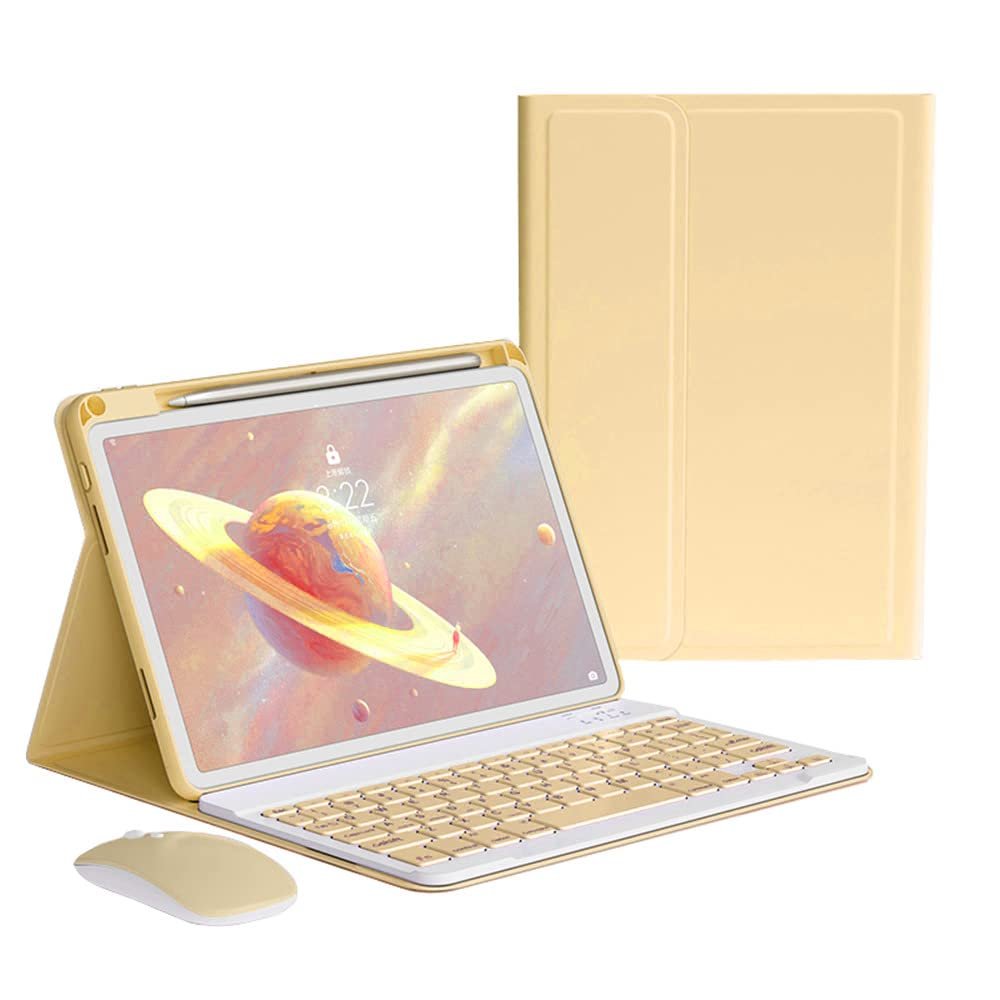 kaitesi Keyboard Case Mouse for iPad Pro 11 inch (M5/M4, 2025/2024) Case with Mouse and Magnetically Detachable Color Keyboard Cover,Yellow