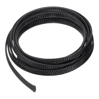 uxcell 10 Ft - 3/8 Inch Expandable Braided Cable Sleeve, PET Cable Management Wire Sleeving Cord Protector, Wire Wrap Loom Tube for Computer Audio Office Home Devices, Black