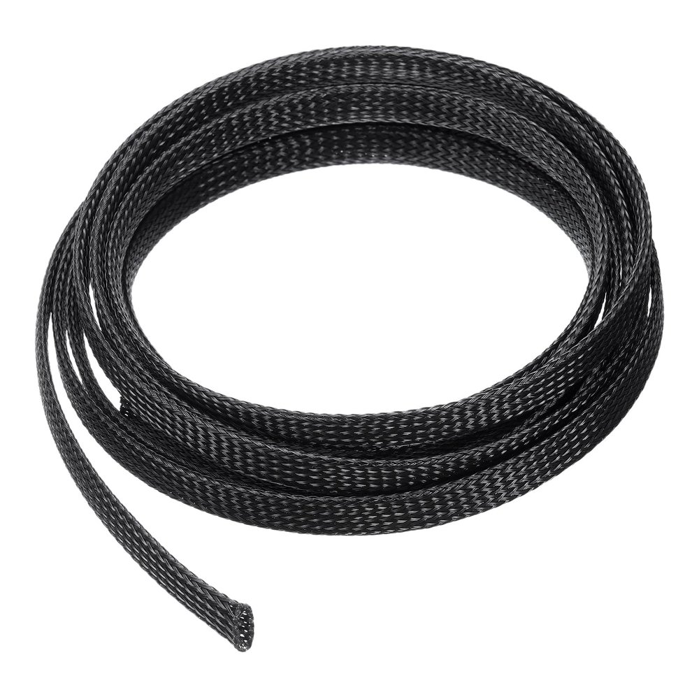 uxcell 10 Ft - 3/8 Inch Expandable Braided Cable Sleeve, PET Cable Management Wire Sleeving Cord Protector, Wire Wrap Loom Tube for Computer Audio Office Home Devices, Black
