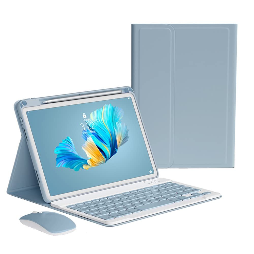 kaitesi Keyboard Case Mouse for iPad Pro 13 inch (M5/M4, 2025/2024) Case with Mouse and Magnetically Detachable Color Keyboard Cover,Misty Blue