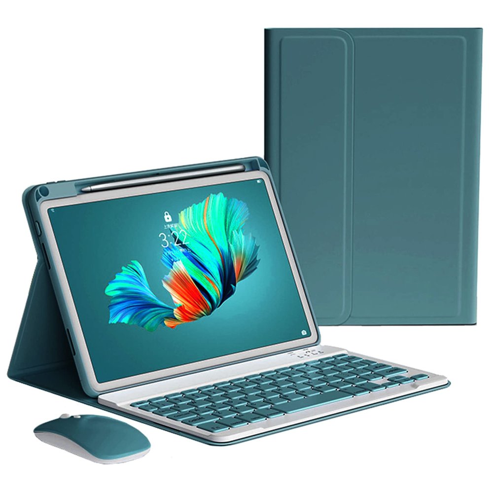 kaitesi Keyboard Case Mouse for iPad Pro 11 inch (M5/M4, 2025/2024) Case with Mouse and Magnetically Detachable Color Keyboard Cover,Dark Green