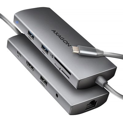 AXAGON HMC-8HLSA USB-C 3.2 Gen 1 Multiport-Hub, 3X USB-A 4K/60Hz HDMI SD/microSD, Gigabit LAN, A