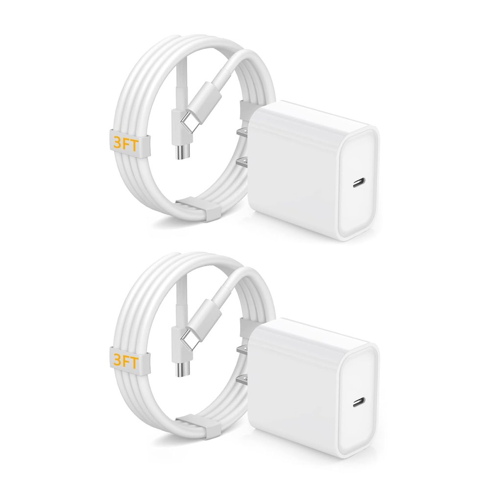 2Pack USB C Fast Charger for iPad Pro 13(M4)/iPad Pro 12.9/11 in 2025-2018,iPad Air 6th(M2)/5th/4 10.9",iPad 11/10/Mini 7/Mini 6th,iPad Charger Fast Charging Wall Chargers Block&USB C to C Cable