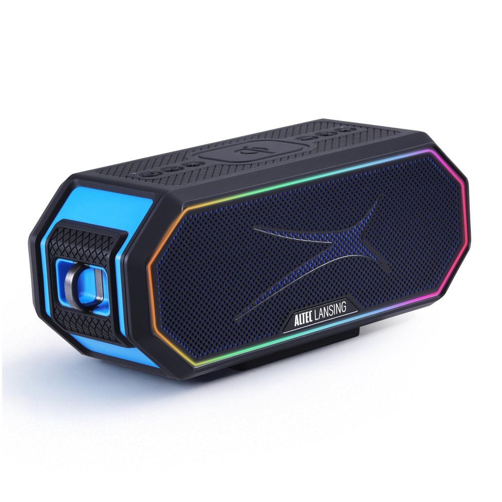 Altec Lansing Loud Portable Speakers Bluetooth Wireless Waterproof - MultiColor LED, 20 Hour Playtime, Mount Included | HydraBLAST 2.0 Magnetic Bluetooth Speaker for Travel, Home and Outdoor Adventure
