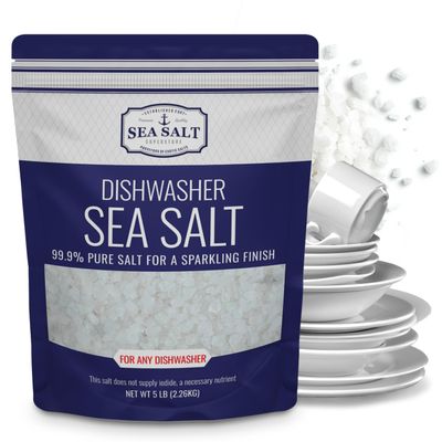 Sea Salt Superstore Dishwasher Salt, Natural Water Softener, 5 lb Pouch