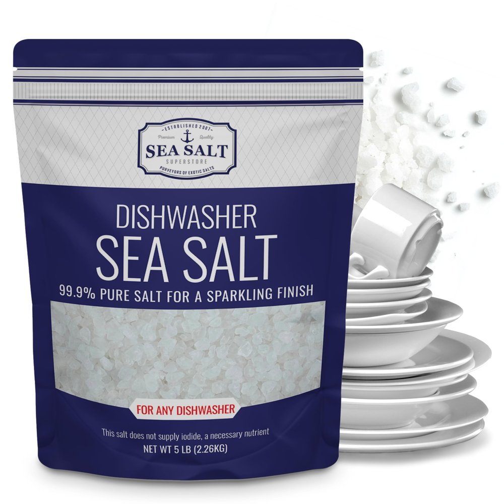 Sea Salt Superstore Dishwasher Salt, Natural Water Softener, 5 lb Pouch