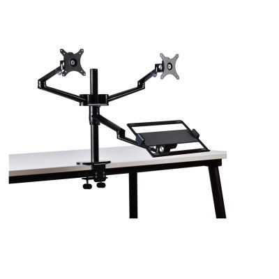 CUFTOBJM OL-10T Aluminum Height Adjustment Desk Dual 17-32 Inch Monitor Stand + 12-17 Inch Laptop Stand Full Motion Triple Mount Arm