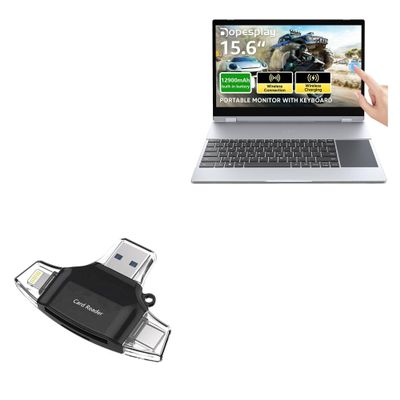 BoxWave Smart Gadget Compatible with Dopesplay Wireless Portable Monitor Lapdock (15.6 in) - AllReader SD Card Reader, microSD Card Reader SD Compact USB - Jet Black