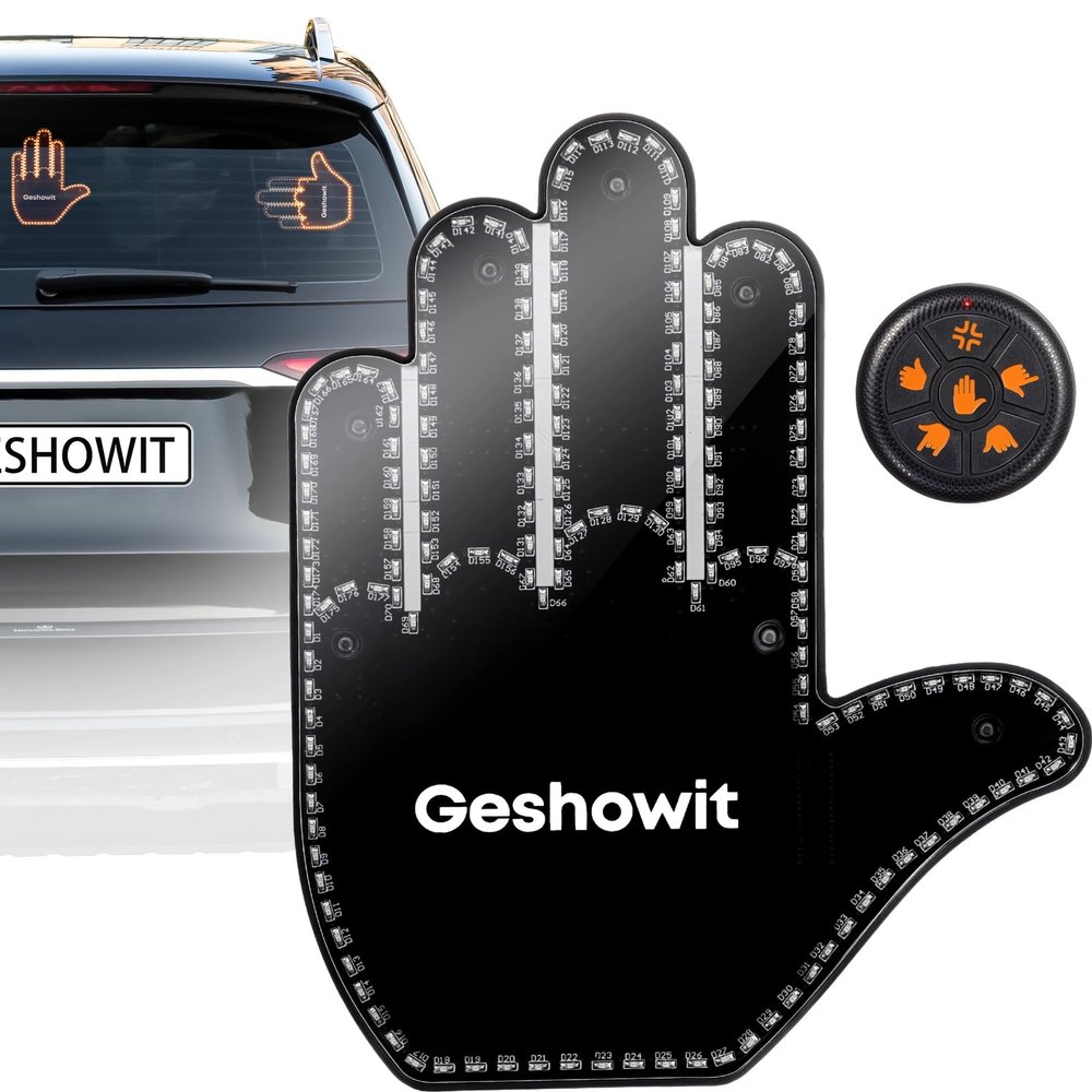 Car Accessories for Men - Car Finger Light with 6 Gestures Remote - Show Your Feelings to Drivers - Glogesture Hand Lights, Funny Car Ideal Gift,Finger Car LED Signs for Men and Women