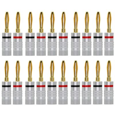 20pcs/10pairs Banana Plugs Gold-Plated 4MM Banana Connector with Screw Lock(Color:with Naxxxxchi)