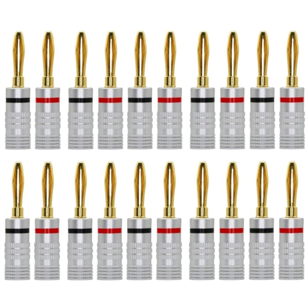 20pcs/10pairs Banana Plugs Gold-Plated 4MM Banana Connector with Screw Lock(Color:with Naxxxxchi)