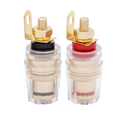 WUZDPRCJ 2pair/4pcs Banana Connector 4mm Thread Medium Amplifier Speaker Spade Terminal Binding Post Banana Plug Socket Connector 33MM