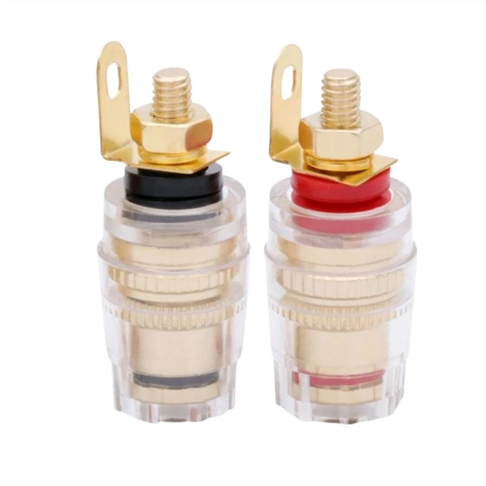 WUZDPRCJ 2pair/4pcs Banana Connector 4mm Thread Medium Amplifier Speaker Spade Terminal Binding Post Banana Plug Socket Connector 33MM