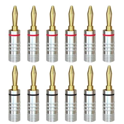 100Pcs/50Pairs Gold Speaker Banana Plugs Video Speaker Connector Black Red Color(Color:with Naxxxxchi)