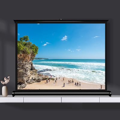 FAFACAI Floor-Pull Projector Screen 4:3/16:9 Punch-Free and Convenient High-Definition Stretchable Mobile Projection Small Desktop Screen, for Indoor Home Theater Meeting (50) (30inch 4:3)