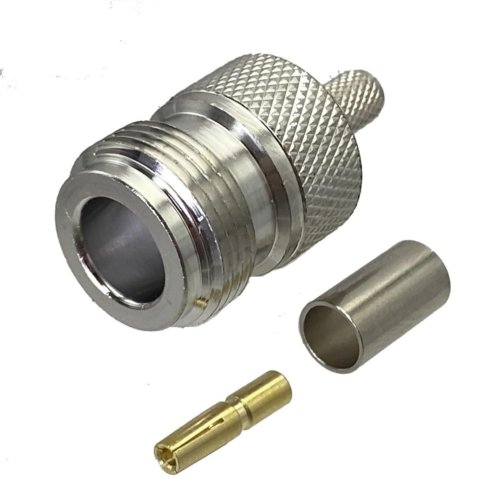 JFZTPVAK 10pcs N Female Jack Connector Crimp RG58 RG142 LMR195 RG400 Cable RF Coaxial Wire Terminals Brass Straight