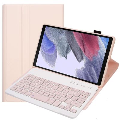 Aidashine Keyboard Case for Samsung Galaxy Tab A7 Lite 8.7" 2021 (SM-T220/T227U) with S Pen Holder, 3 Viewing Angles Folio Leather Cover + Wireless Keyboard Detachable,Pink