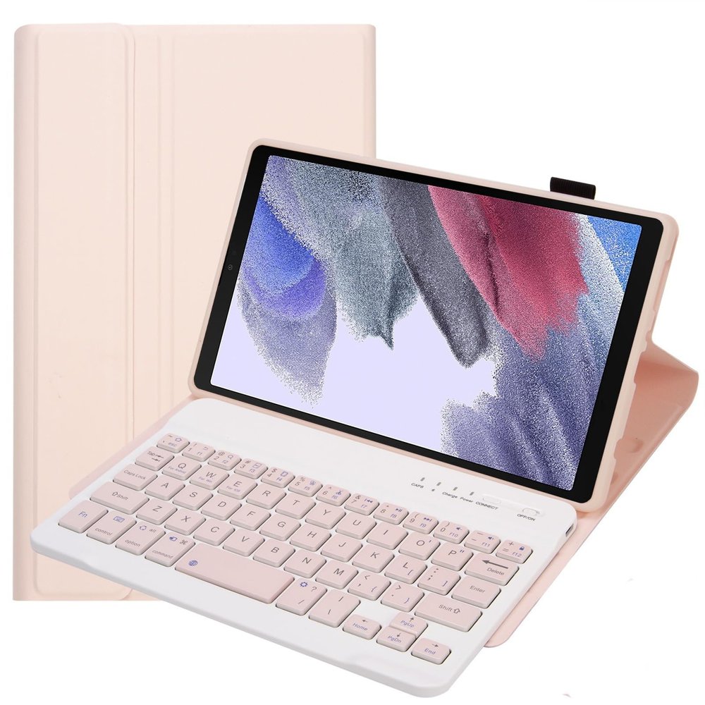 Aidashine Keyboard Case for Samsung Galaxy Tab A7 Lite 8.7" 2021 (SM-T220/T227U) with S Pen Holder, 3 Viewing Angles Folio Leather Cover + Wireless Keyboard Detachable,Pink