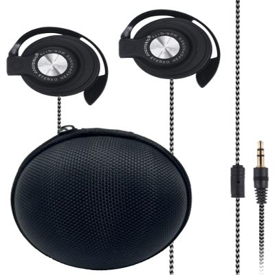 GOGOSINIS Comfortable Kids On-Ear Headphones for School with Soft Sponge Cushions, Adjustable Earhooks, 3.5mm Jack, and Headphones for Kids with Case - Perfect for Tablets and Computers (Black-Silver)
