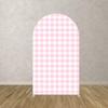 Iydamc Strawberry Theme Arched Fabric Backdrop Covers Photography Background Pink Plaid Arch Stand Stretchy Covers for Kids ONE Birthday Baby Shower Party Decor Props (4.6x8FT Only Cover) view 2