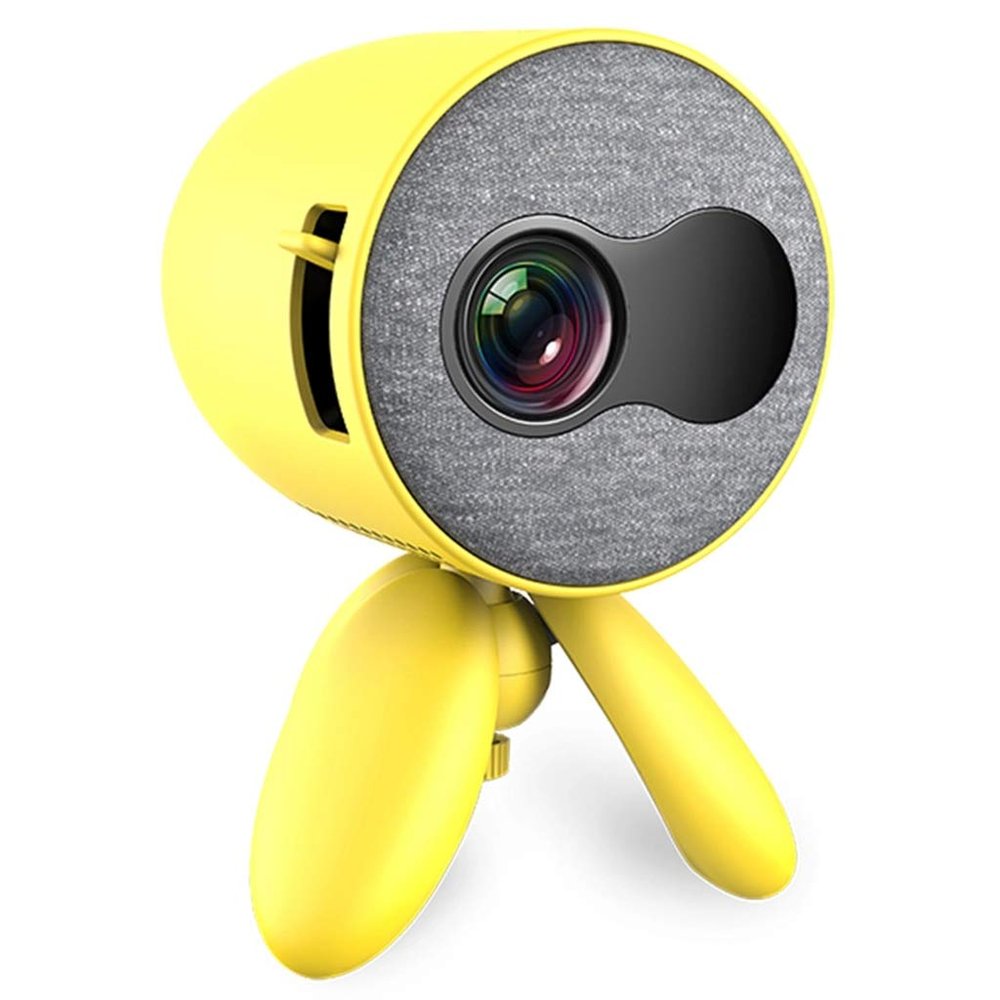 Mini Projector Child Portable Projector Support HD 1080p LED Video Projector 360 Rotation Stereo Speaker with TV Stick Laptop DVD PS3 PS4 for Home Movie Party Games White (Yellow )