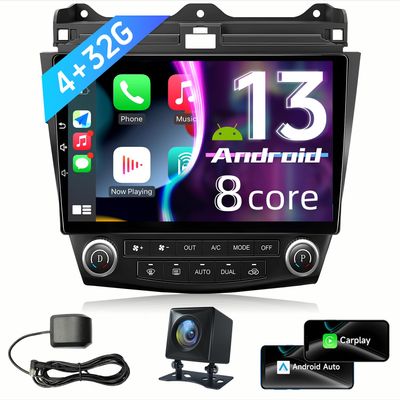 8 Core 4+32G Car Radio Stereo for Honda Accord 7th 2003 2004 2005 2006 2007: 10 inch with CarPlay Android Auto 5G WiFi Bluetooth GPS SWC Mirror Link Split-Screen DSP FM/RDS