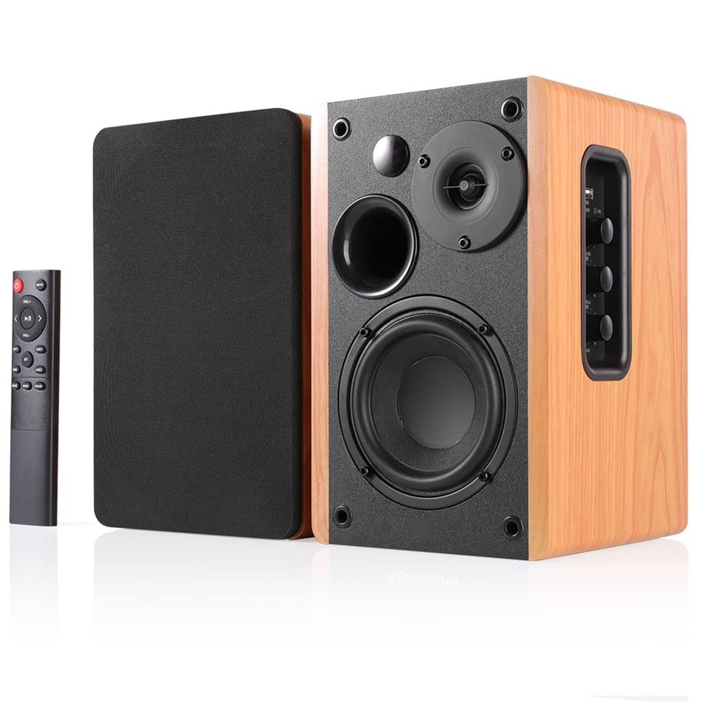 80W Bookshelf Speaker 2.0 HiFi Speaker Sound System Wood Music Speakers for TV Computer Column Soundbar 4.5Inch USB