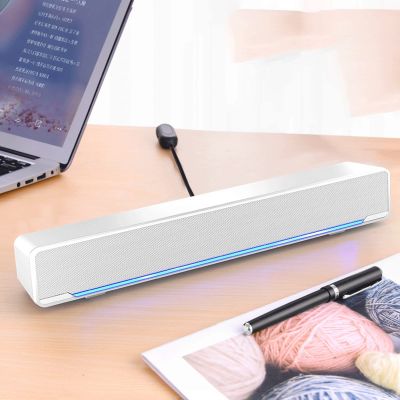 Computer Speakers, USB Powered PC Speakers for Desktop Computer Laptop, with LED Lights (Color : Black) (White)