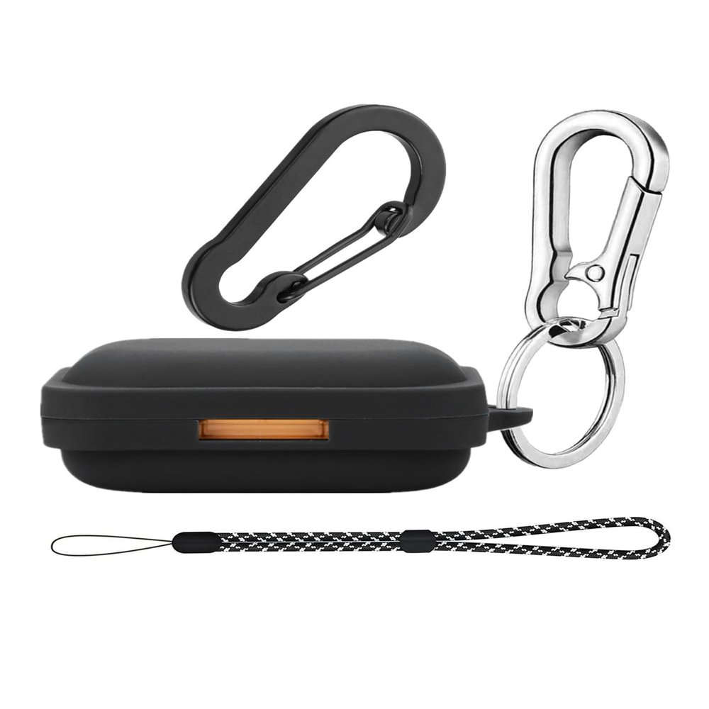 YQGFashbf Compatible with Nothing Ear (a) Case Cover with Keychain Hook Lanyard, Soft Silicone Shockproof Protective Case for Nothing Ear a Earbuds (Black)
