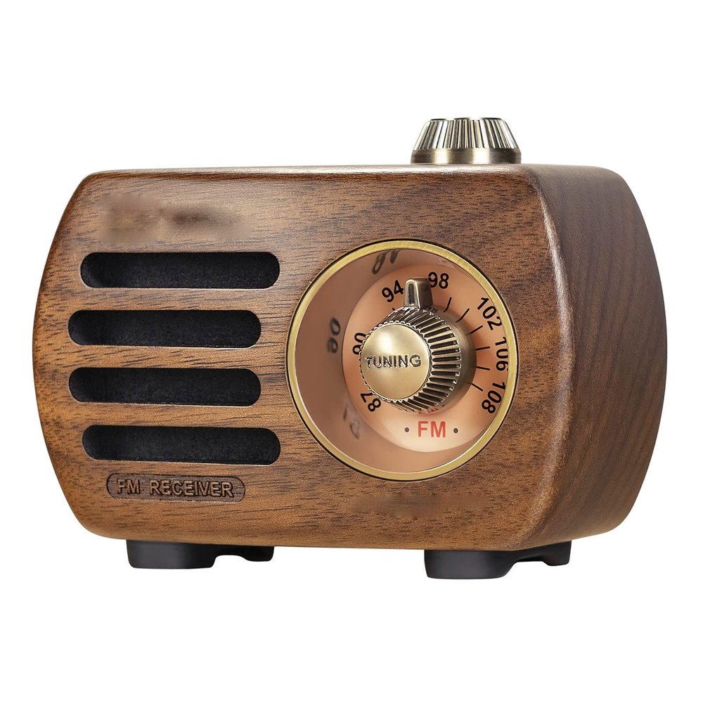 Portable Wooden Mini Radios Retro Radio FM 5.0 Speaker AUX Cable Play Desktop Radio Vintage