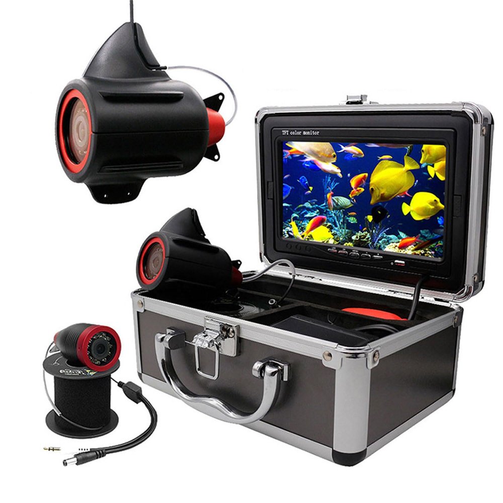 7Inch Underwater Fishing Camera, 1200TVL Video Fish Finder with DVR Function, 360 Horizontal Rotation, Portable Fish Finder for Lake, Sea, Boat, Ice Fishing