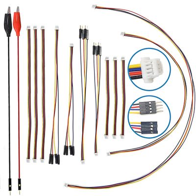 Minidodca I2C Qwiic Cable Kit Stemma QT Wire for SparkFun Development Boards Sensor Board Breakout Breadboard 4 Pin Sh1.0 Connector+2Pcs Alligator Clip Test Leads