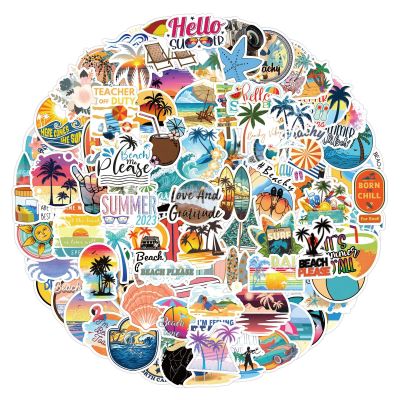 120 Preppy Beach Stickers - Summer Coconut Tree Stickers for Water Bottles, Laptops, Phones, Cars - Summer Themed Decals for Teens