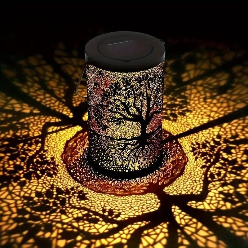 VhoMes Solar Outdoor Waterproof Lantern - Solar Desk Lamp WithMetal Decoration, Suitable for Desk, Terrace, Lawn, Courtyard,Path, Landscape, Backyard, Garden, Art Decoration(Size:Tree of Life)