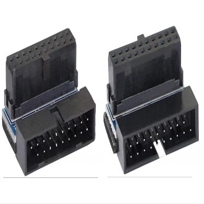 ZHENGPEG 2-PCS USB 3.0 19-Pin/20-Pin Male to Female Expansion Adapter 90 Degree Motherboard Adapter L Turn Right Angle Socket for Computer Motherboard