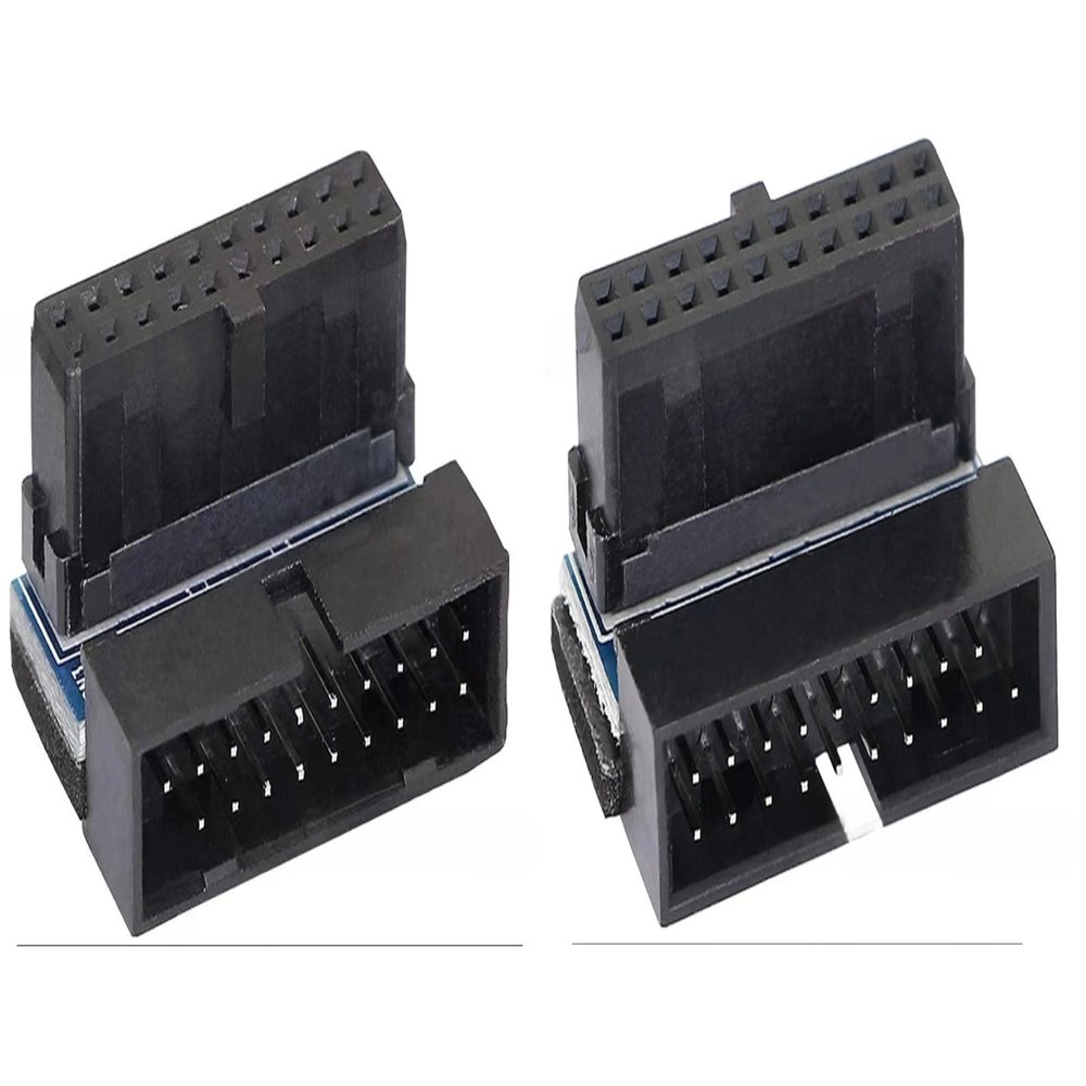 ZHENGPEG 2-PCS USB 3.0 19-Pin/20-Pin Male to Female Expansion Adapter 90 Degree Motherboard Adapter L Turn Right Angle Socket for Computer Motherboard