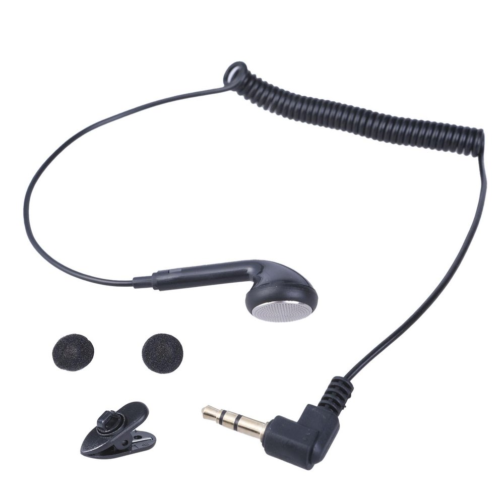 3.5mm Earphone with Soft Breathable Sponge Cover & Clip Single Side Mono Earbud for Driver and Security Patrols Single Side Earphone with Sponge Cover