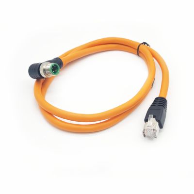 16.4ft M12 4 Pin A Code Male Right Angled to RJ45 Male High Flex Cat6 Ethernet Cable, M12 to RJ45 Industrial Connector Cable Shielded Field Wireable Cable Assembly for Automation Application 5Meter