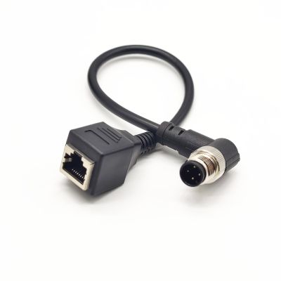 16.4ft M12 4 Pin A Code Male Right Angled to RJ45 Female High Flex Cat6 Ethernet Cable, M12 to RJ45 Industrial Connector Cable Shielded Field Wireable Cable Assembly for Automation Application 5Meter
