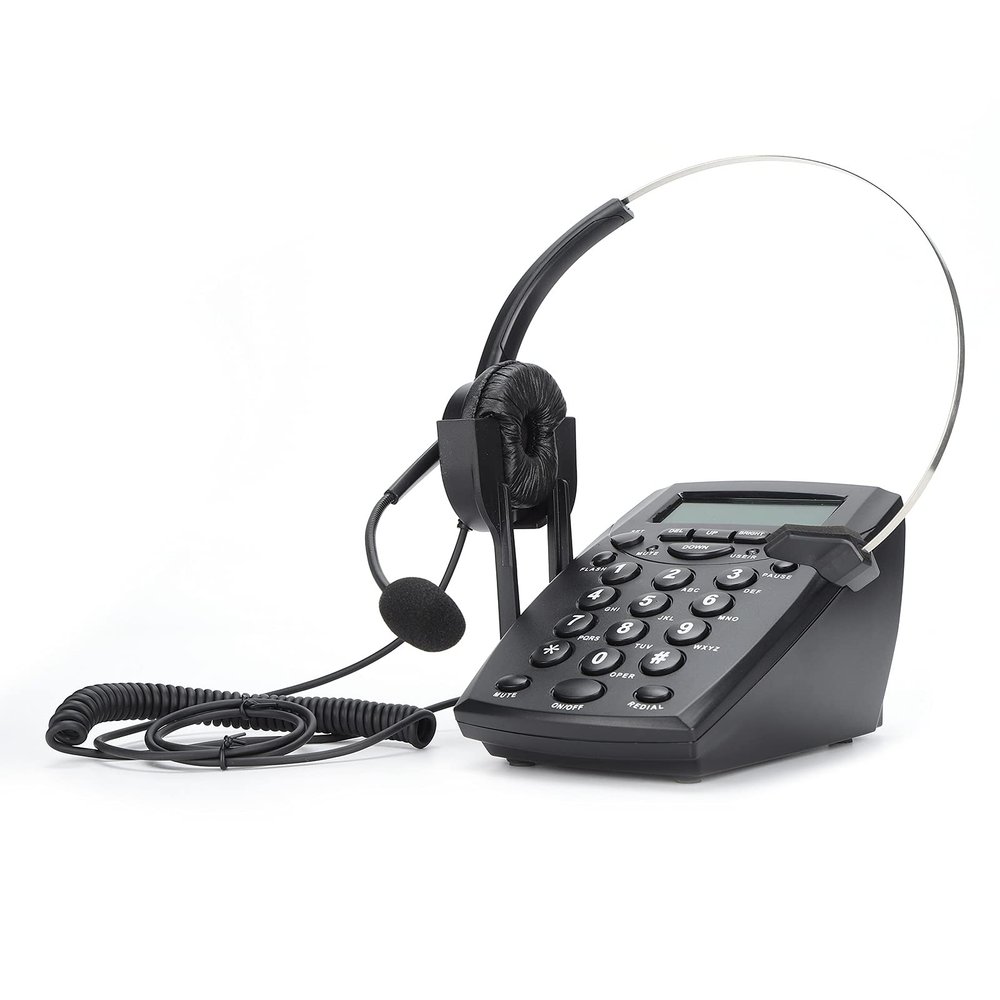 Crophone HeadsetCall Center Wired TelephoneHomeoffice PhoneWired Telephone with HeadsetTelephone,HT800 Call Center Wired Telephone with Omnidirectional Microphone Headset