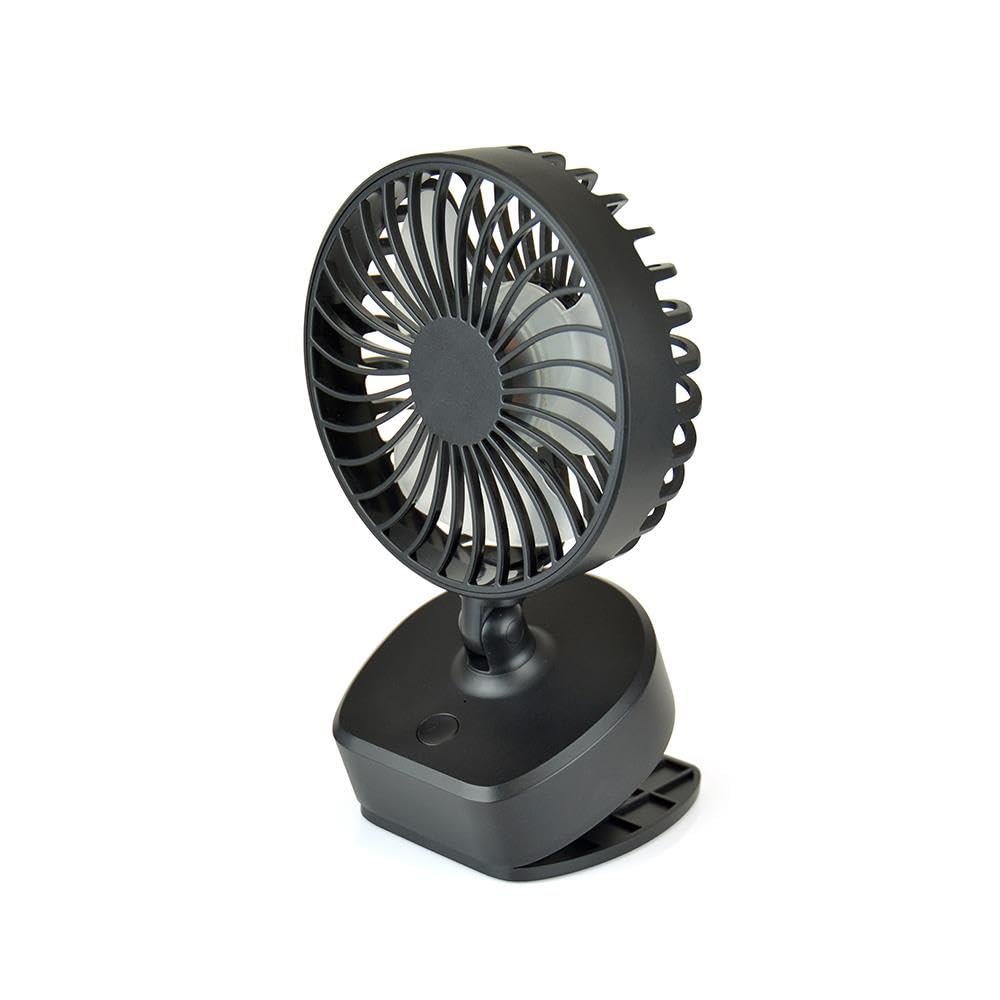 A2Z Mini 4 Inch Desk Clip Fan Quiet Portable USB Rechargeable 3 Speed Home Bedroom Office Car Outdoor Travel Prams Fan Black