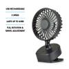 A2Z Mini 4 Inch Desk Clip Fan Quiet Portable USB Rechargeable 3 Speed Home Bedroom Office Car Outdoor Travel Prams Fan Black view 2