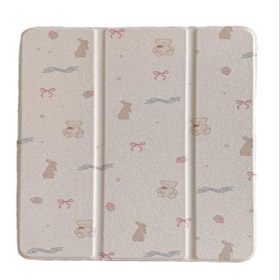 Adjustable Kickstand Mirror Leather Hard Folio Case for Apple Cream White Color Rabbit Bunny Teddy Bear Bow Cupcake Ribbon Cartoon Cute Lovely Girls Kids (for iPad Air 3 10.5-inch 3rd Generation 2019)