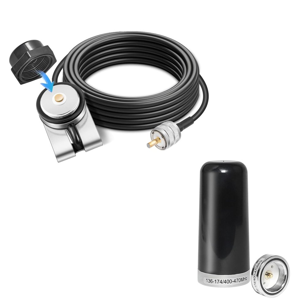 Anina Dual Band Antenna Lip Hatchback Mount Bracket NMO to PL259 Male RG58 Coax Cable, 16 ft UHF PL259 Male RG58 Pure Copper Coaxial Wire for Yaesu Vertex Dual-Band UHF VHF 136-174MHz 400-470MHz, 3.5