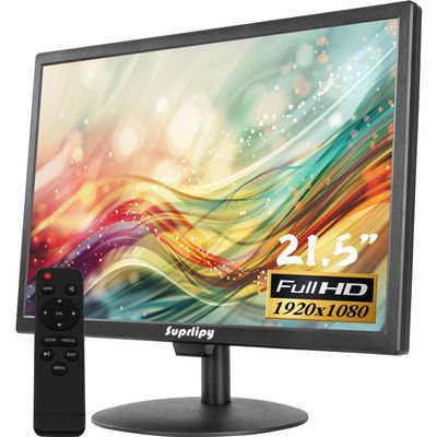 Suprlipy 21.5" FHD Mini LCD Monitor Display Screen 1920x1080 60Hz 16:9 BNC VGA HDMI AV with USB Input Built-in Loudspeaker for CCTV Security Camera DVR PC Game Console