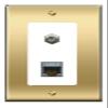 RiteAV CAT7 Coax Wall Plate Decorative [Brass/White] view 1